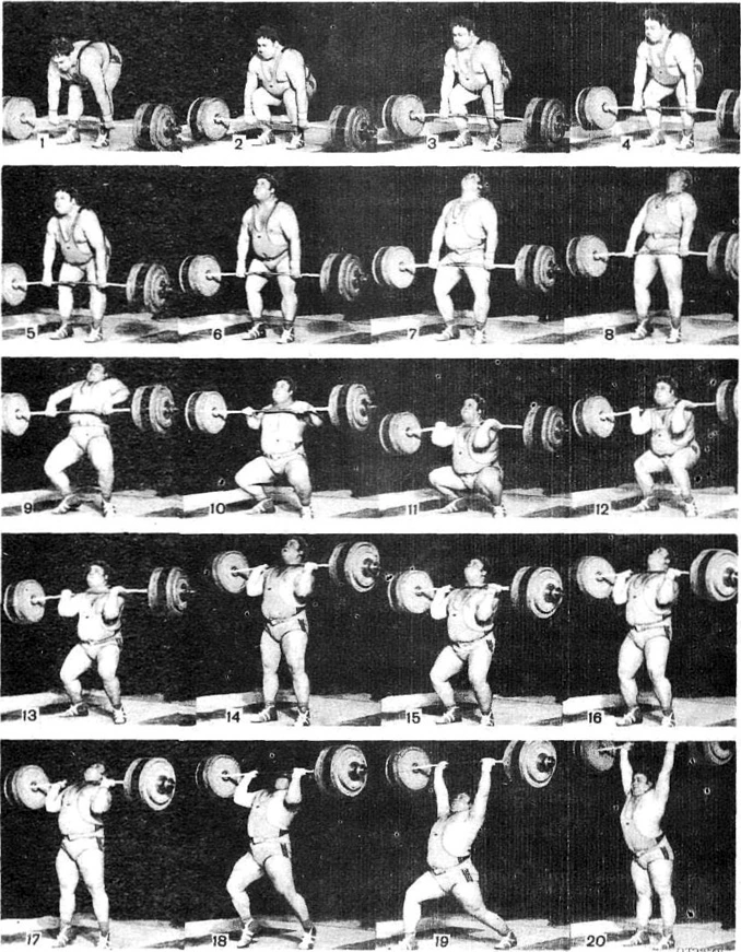 Film sequence of Marchuk's clean and jerk, 20 frames